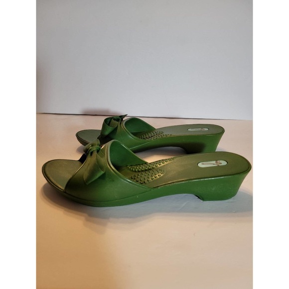 Oka Bee Green Women's Slip-on Sandals Size L - Picture 5 of 7